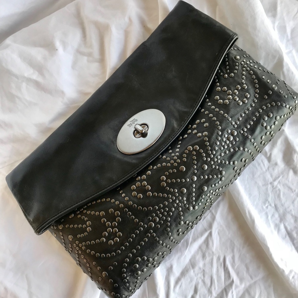 Coach embellished turnlock clutch/Sh bag